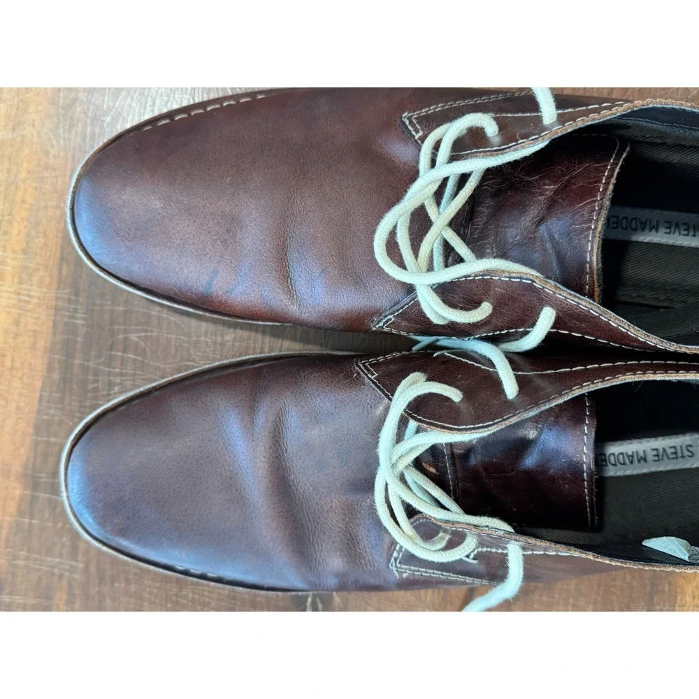 Steve Madden Men's Brown Leather‎ Chukka Boots Size 13 Lace Up Casual